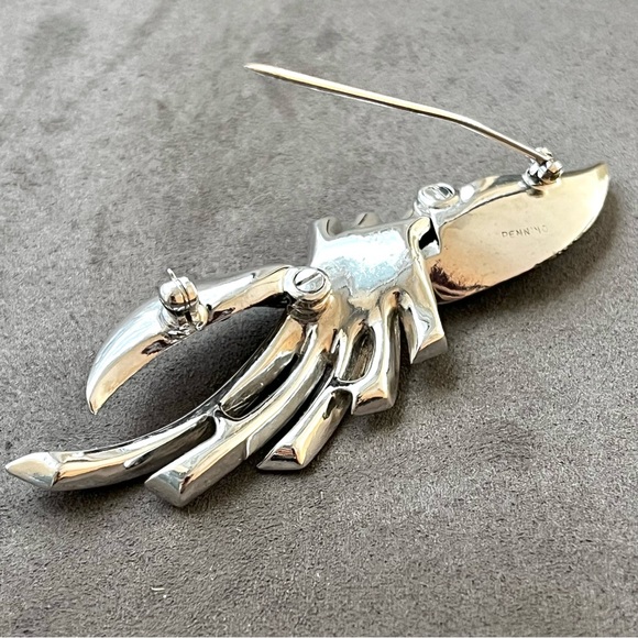 Art Deco Vintage Rare PENNINO Sterling Silver Rhinestone Brooch - Picture 4 of 11